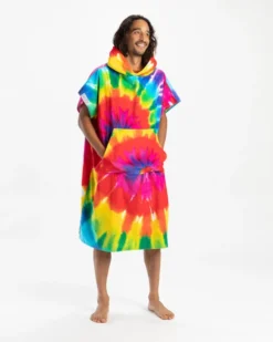 LEUS TIE DYE RAINBOW PONCHO -Reef Surf Shop leus originalponcho tie dye rainbow4 18961.1673632371